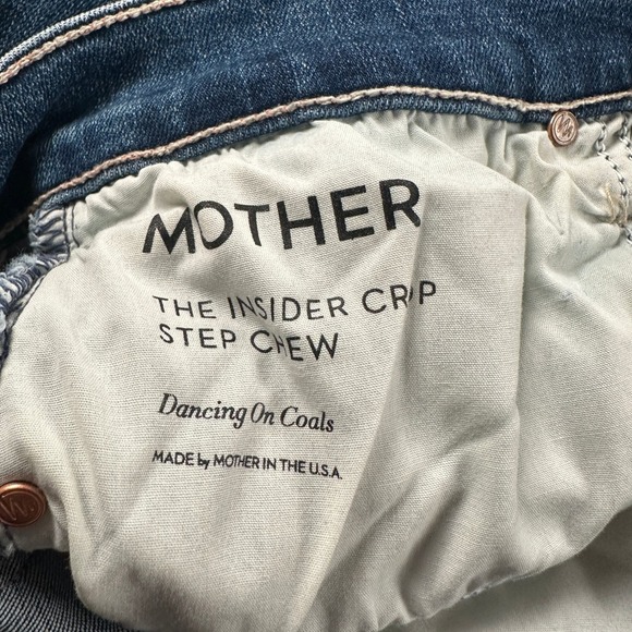 MOTHER Jeans Womens 32 Insider Crop Step Crew Distressed Raw Hem High Rise Blue - Picture 12 of 15